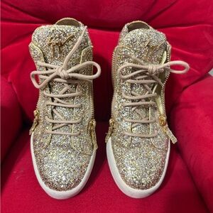 Giuseppe Zanotti Gold Glitter High-Top Sneakers